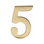 Heritage Brass Numeral 5 - 51mm  – Self Adhesive